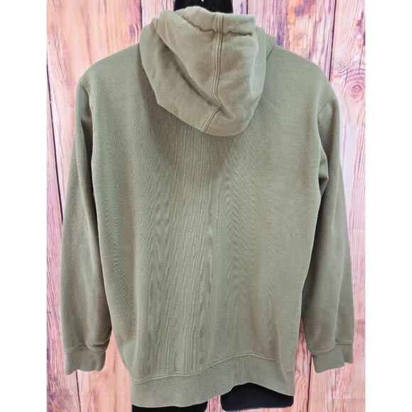 RVCA Olive Green Mens Hoodie Medium Cotton Blend Pullover With Kangaroo Pocket - Picture 2 of 8